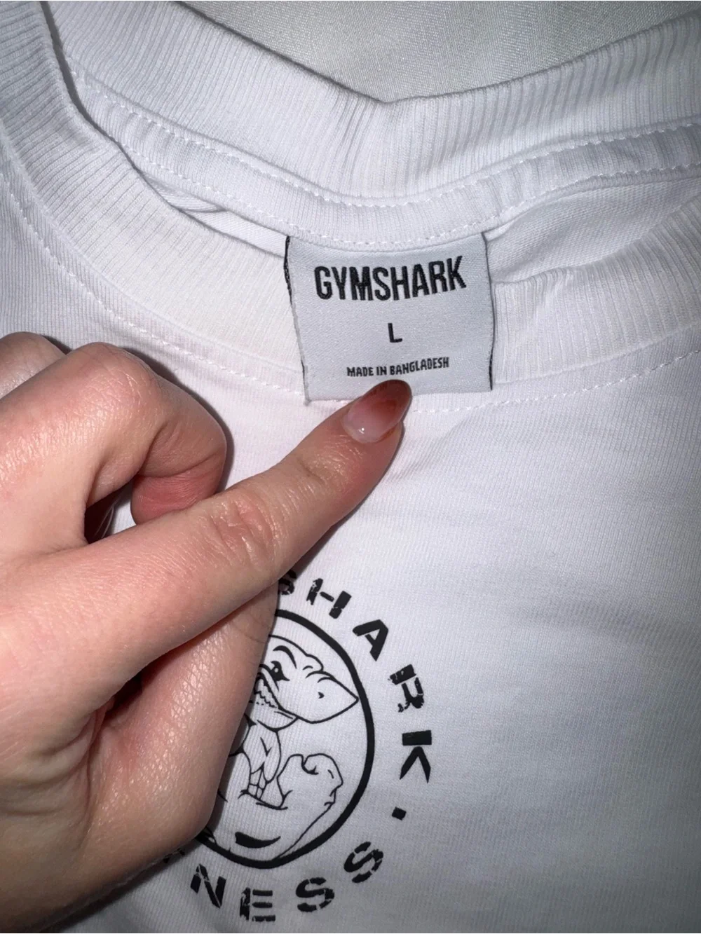 Gymshark White Short Sleeve Tee with Small Black Logo - Picture 2 of 3